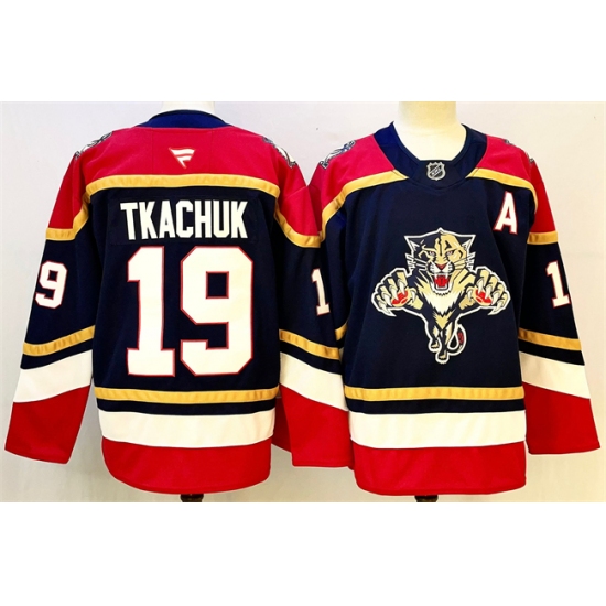 Men's Florida Panthers #19 Matthew Tkachuk Black 2024-25 Home With A Stitched Hockey Jersey - Ujersey