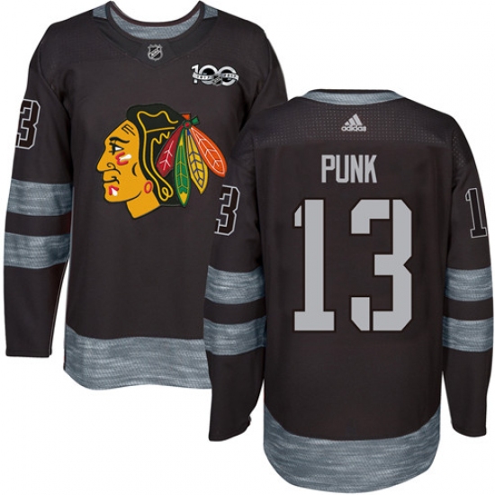 Men's Adidas Chicago Blackhawks #13 CM Punk Authentic Black 1917-2017 100th Anniversary NHL Jersey - Ujersey