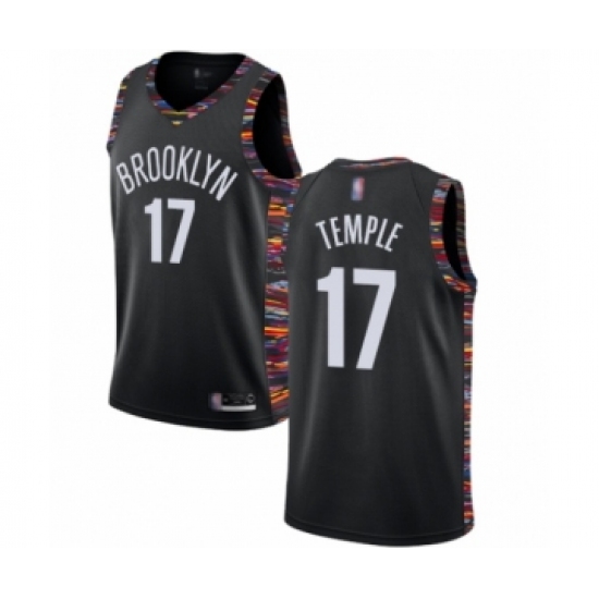 Men's Brooklyn Nets #17 Garrett Temple Authentic Black Basketball Jersey - 2018 19 City Edition - Ujersey