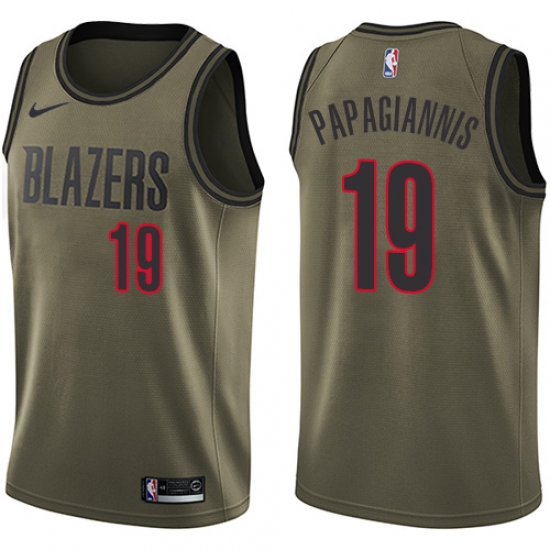 Men's Nike Portland Trail Blazers #19 Georgios Papagiannis Swingman Green Salute to Service NBA Jersey - Ujersey