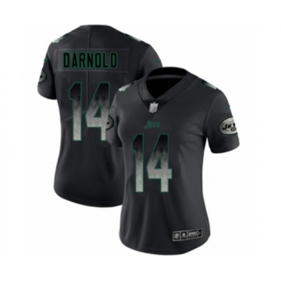 Women's New York Jets #14 Sam Darnold Limited Black Smoke Fashion Football Jersey - Ujersey