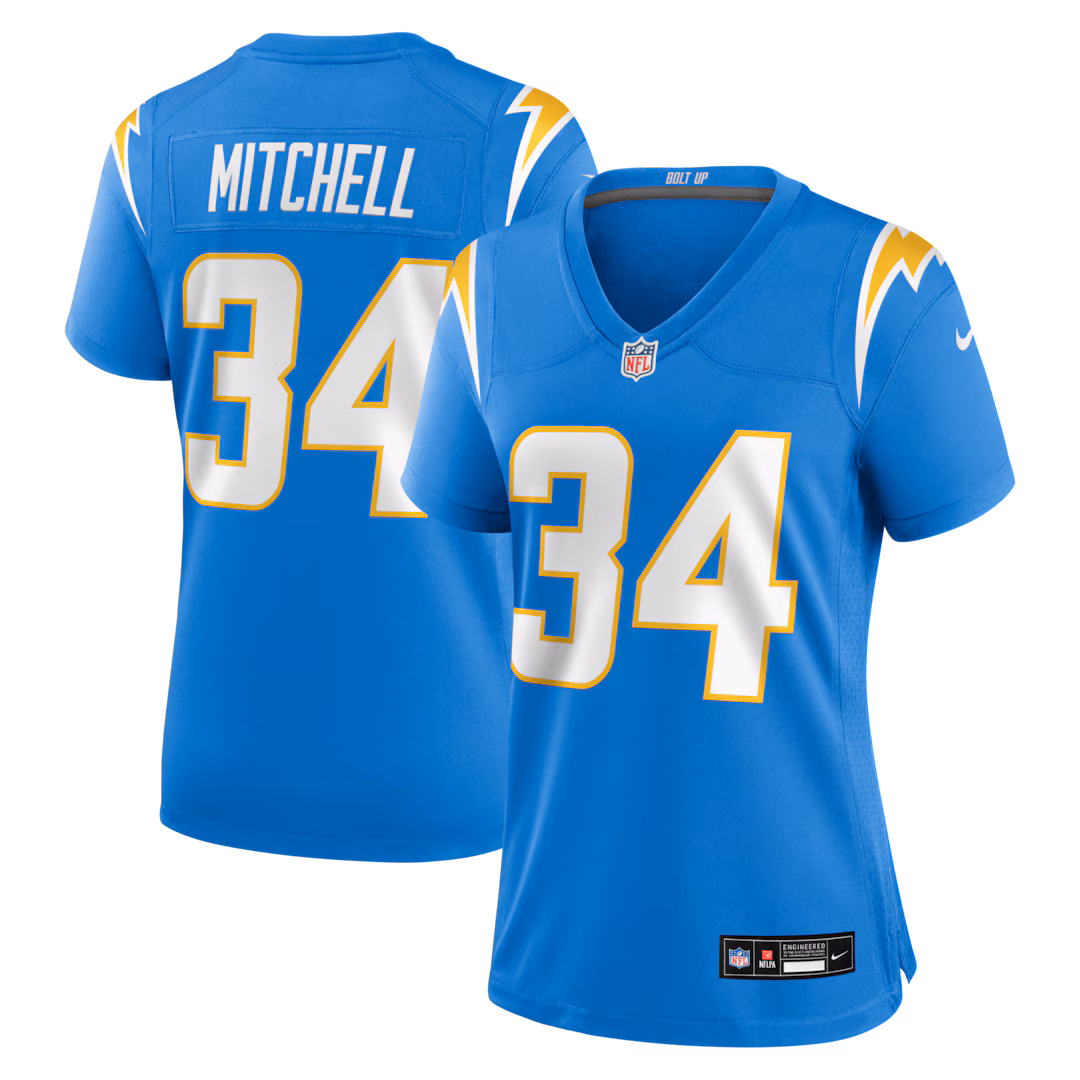 Women's Los Angeles Chargers Keaton Mitchell Nike Powder Blue Team Game Jersey - Ujersey