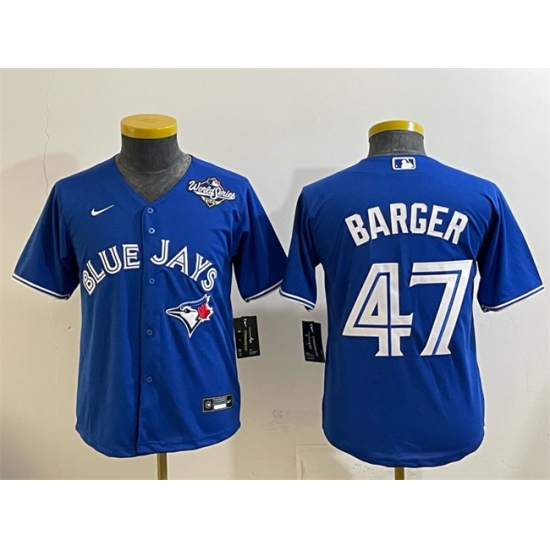 Youth Toronto Blue Jays #47 Addison Barger Royal 2025 World Series Cool Base Stitched Baseball Jersey - Ujersey