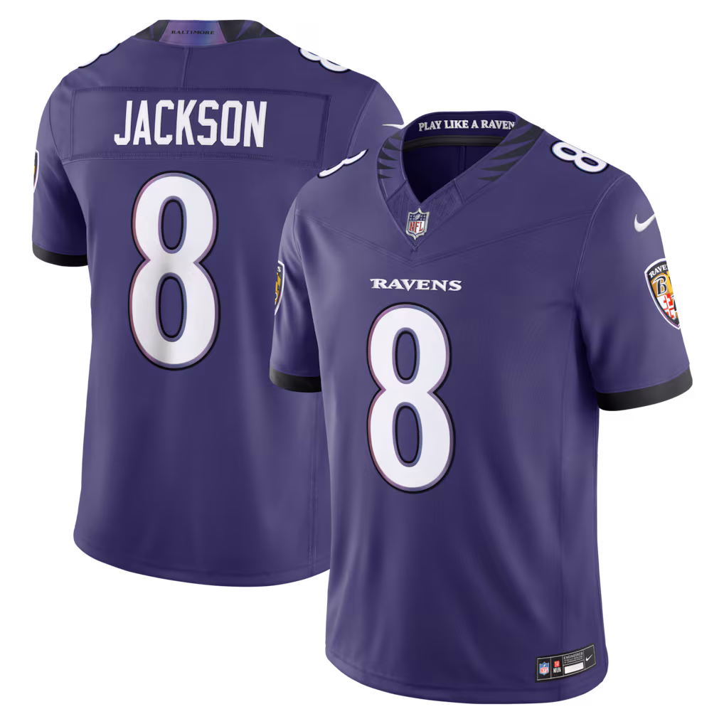 Men's Baltimore Ravens Lamar Jackson Nike Purple Vapor F.U.S.E. Sewn Down Limited Jersey - Ujersey Shop