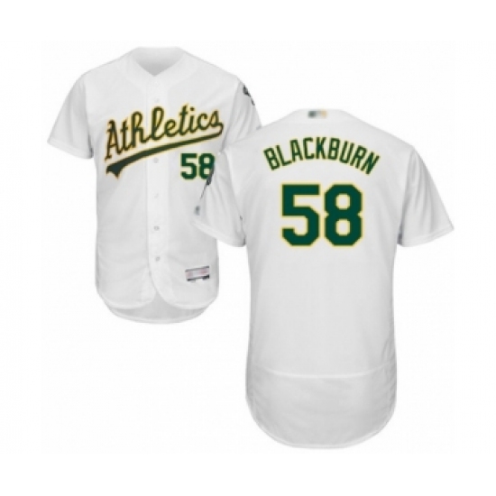 Men's Oakland Athletics #58 Paul Blackburn White Home Flex Base Authentic Collection Baseball Player Jersey - Ujersey