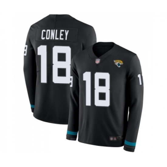 Men's Jacksonville Jaguars #18 Chris Conley Limited Black Therma Long Sleeve Football Jersey - Ujersey