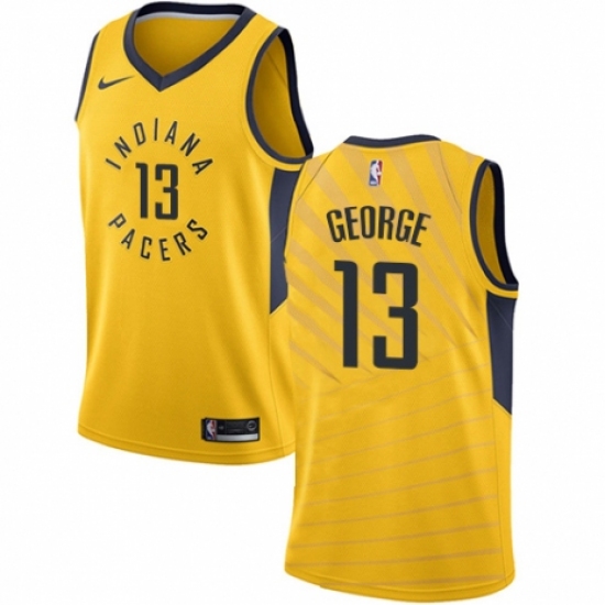 Men's Nike Indiana Pacers #13 Paul George Authentic Gold NBA Jersey Statement Edition - Ujersey