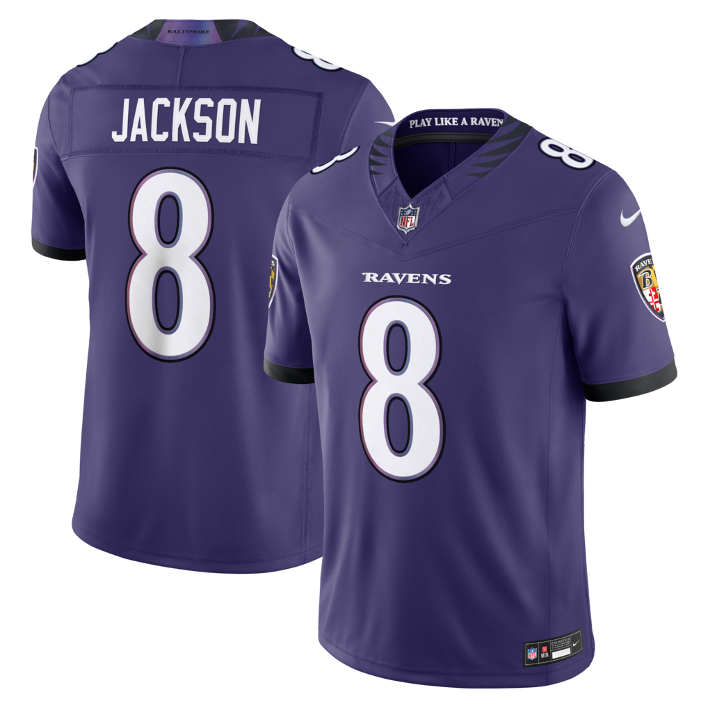 Men's Baltimore Ravens Lamar Jackson Nike Purple Vapor F.U.S.E. Sewn Down Limited Jersey - SUjersey01
