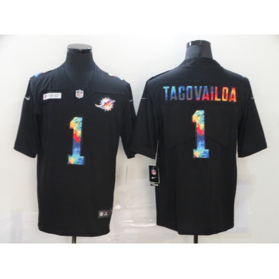 Men's Miami Dolphins #1 Tua Tagovailoa Rainbow Version Nike Limited Jersey - Ujersey