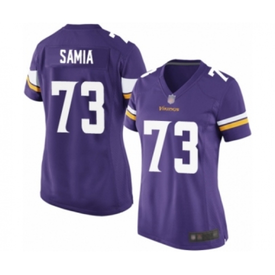 Women's Minnesota Vikings #73 Dru Samia Game Purple Team Color Football Jersey - Ujersey