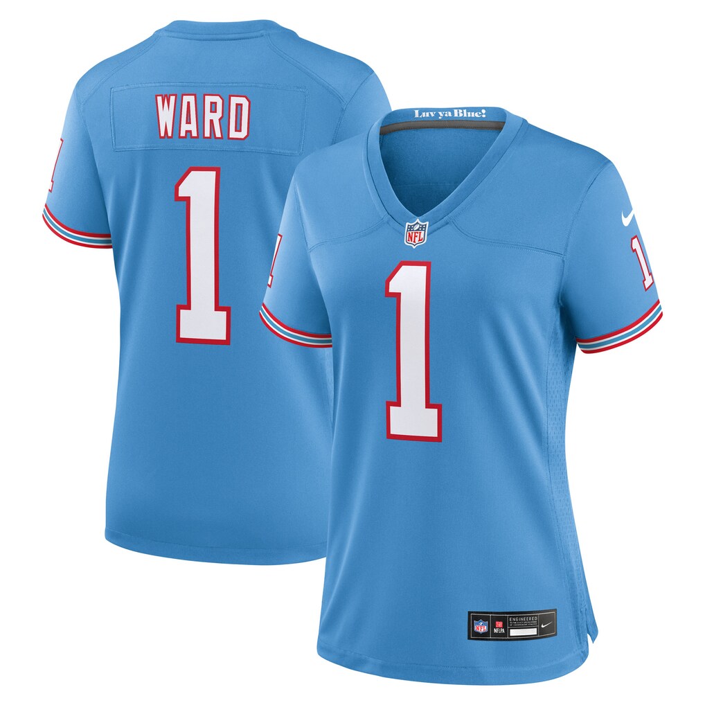 Women's Tennessee Titans Cameron Ward Nike Light Blue Alternate Oilers Throwback Game Jersey - SUjersey01