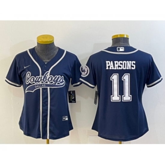 Women's Dallas Cowboys #11 Micah Parsons Navy Blue With Patch Cool Base Stitched Baseball Jersey - Ujersey