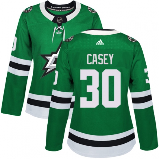 Women's Adidas Dallas Stars #30 Jon Casey Authentic Green Home NHL Jersey - Ujersey