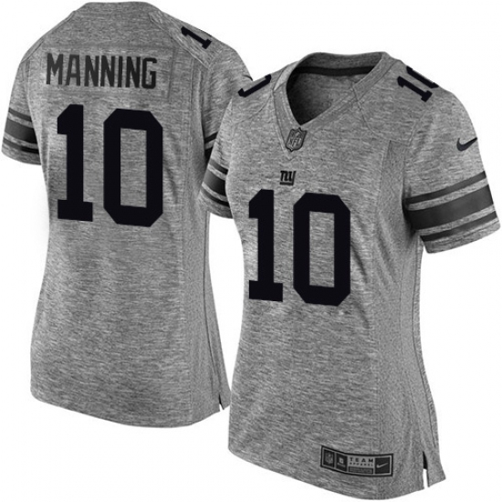 Women's Nike New York Giants #10 Eli Manning Limited Gray Gridiron NFL Jersey - Ujersey