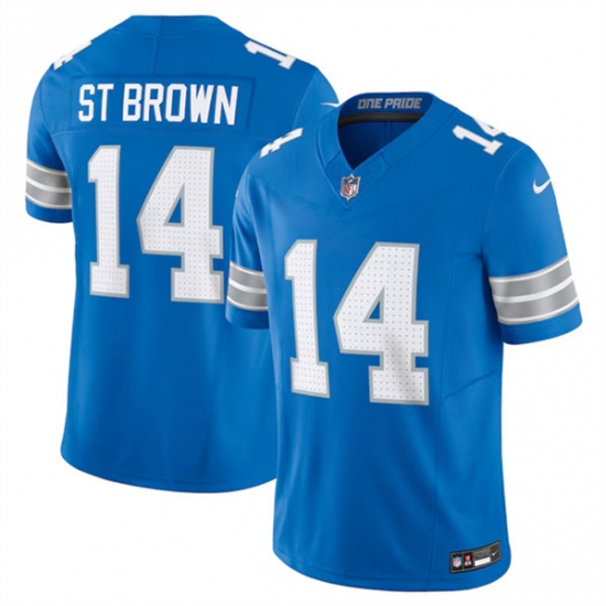Men's Detroit Lions #14 Amon-Ra St. Brown Blue 2024 F.U.S.E. Vapor Limited Stitched Jersey - Ujersey