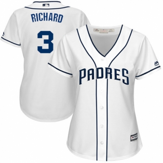 Women's Majestic San Diego Padres #3 Clayton Richard Replica White Home Cool Base MLB Jersey - Ujersey