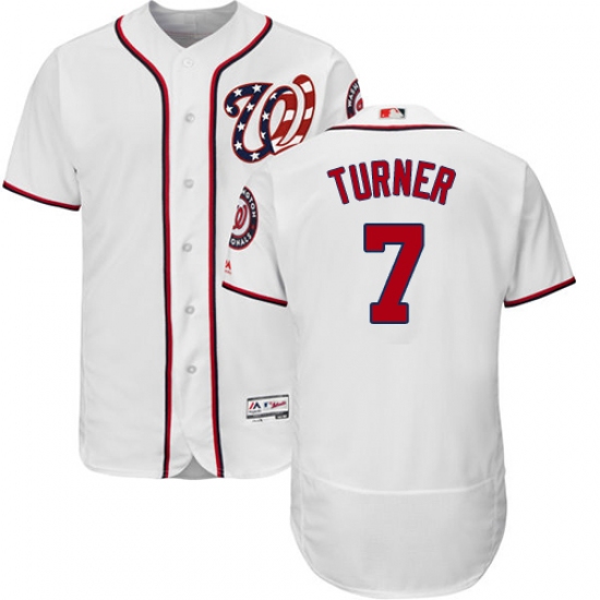 Men's Majestic Washington Nationals #7 Trea Turner White Flexbase Authentic Collection MLB Jersey - Ujersey
