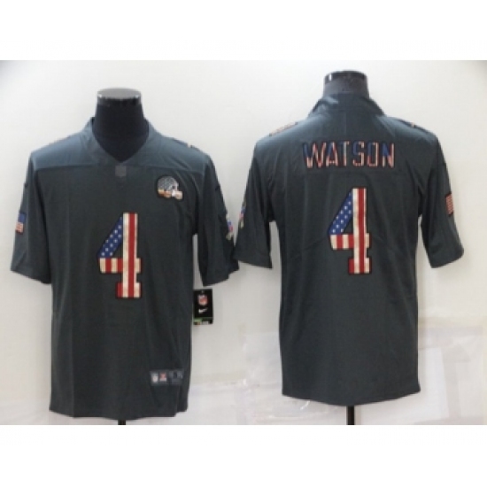 Men's Cleveland Browns #4 Deshaun Watson Grey Salute To Service USA Flag Fashion Limited Stitched Jersey - Ujersey