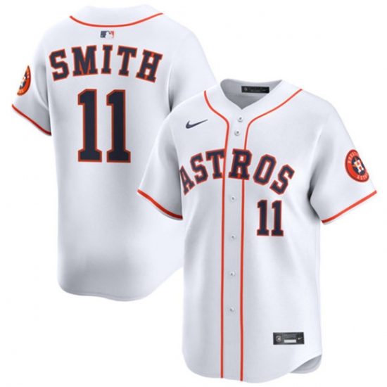 Men's Houston Astros #11 Cam Smith White 2025 Home Limited Stitched Baseball Jersey - Ujersey