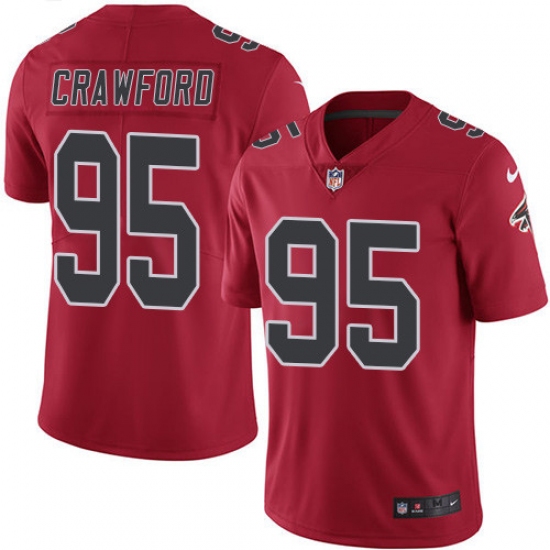 Men's Nike Atlanta Falcons #95 Jack Crawford Limited Red Rush Vapor Untouchable NFL Jersey - Ujersey
