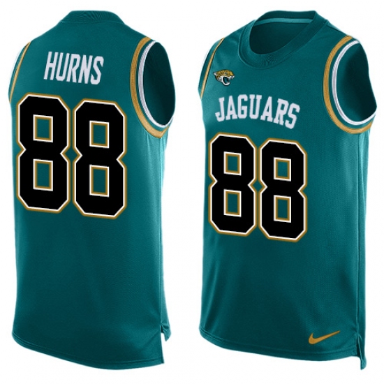 Men's Nike Jacksonville Jaguars #88 Allen Hurns Limited Teal Green Player Name & Number Tank Top NFL Jersey - Ujersey
