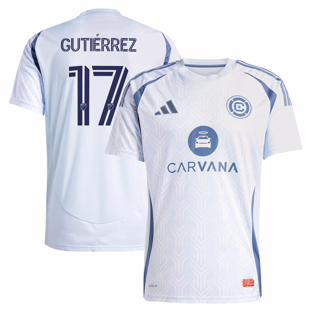 Men's Chicago Fire Brian Gutierrez adidas Light Blue 2025 The Municipal Kit Replica Player Jersey - Ujersey NHL