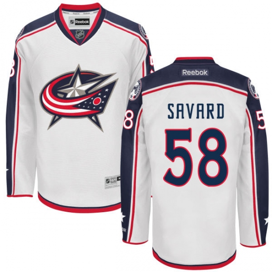Men's Reebok Columbus Blue Jackets #58 David Savard Authentic White Away NHL Jersey - Ujersey