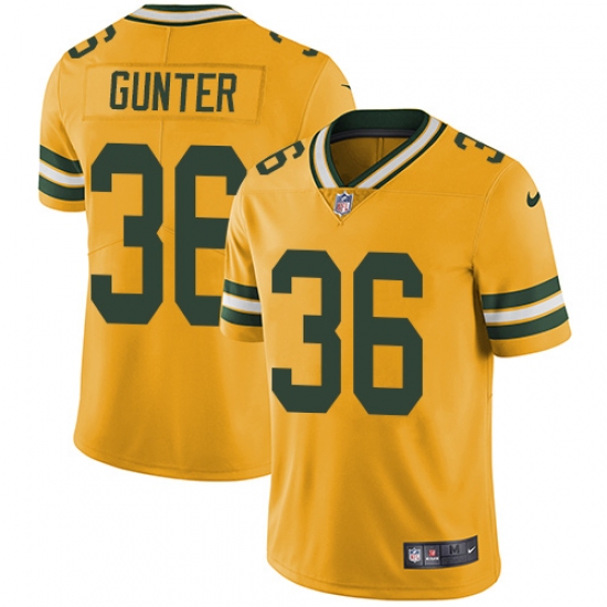 Men's Nike Green Bay Packers #36 LaDarius Gunter Limited Gold Rush Vapor Untouchable NFL Jersey - Ujersey