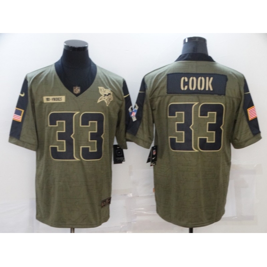 Men's Minnesota Vikings #33 Dalvin Cook Nike Olive 2021 Salute To Service Limited Player Jersey - Ujersey