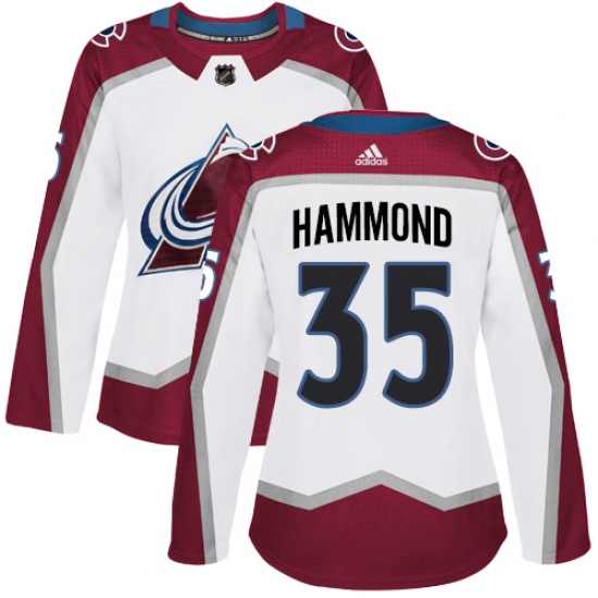 Women's Adidas Colorado Avalanche #35 Andrew Hammond Authentic White Away NHL Jersey - Ujersey