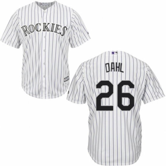 Men's Majestic Colorado Rockies #26 David Dahl Replica White Home Cool Base MLB Jersey - Ujersey