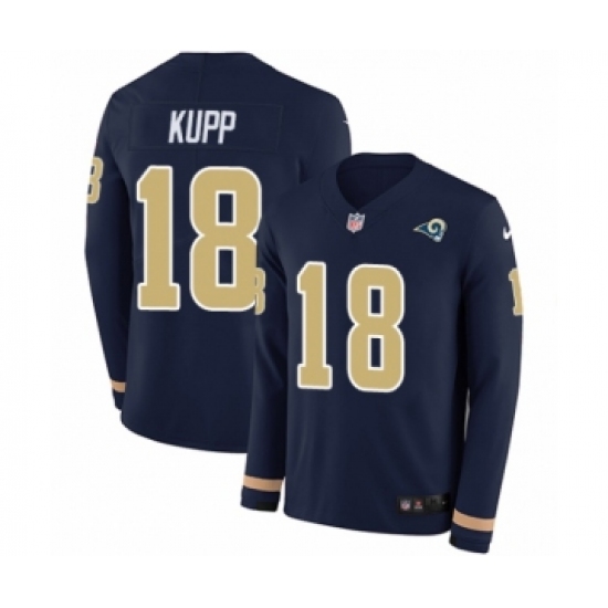 Youth Nike Los Angeles Rams #18 Cooper Kupp Limited Navy Blue Therma Long Sleeve NFL Jersey - Ujersey