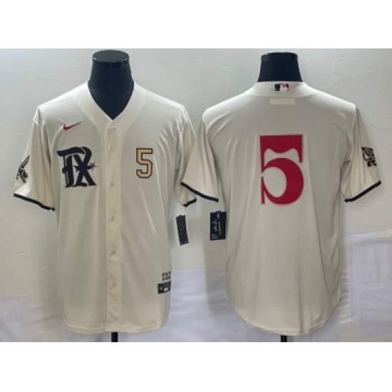Men's Texas Rangers #5 Corey Seager Number Cream 2023 City Connect Stitched Baseball Jersey - Ujersey