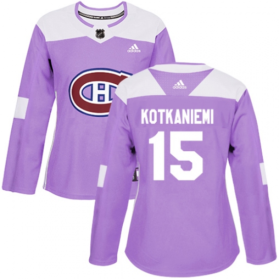 Women's Adidas Montreal Canadiens #15 Jesperi Kotkaniemi Authentic Purple Fights Cancer Practice NHL Jersey - Ujersey