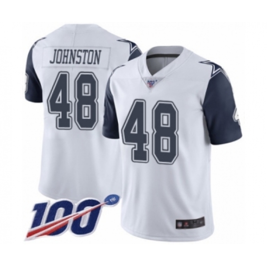 Men's Dallas Cowboys #48 Daryl Johnston Limited White Rush Vapor Untouchable 100th Season Football Jersey - Ujersey