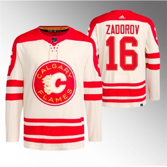Men's Calgary Flames #17 Nikita Zadorov 2023 Cream Heritage Classic Primegreen Stitched Jersey - Ujersey