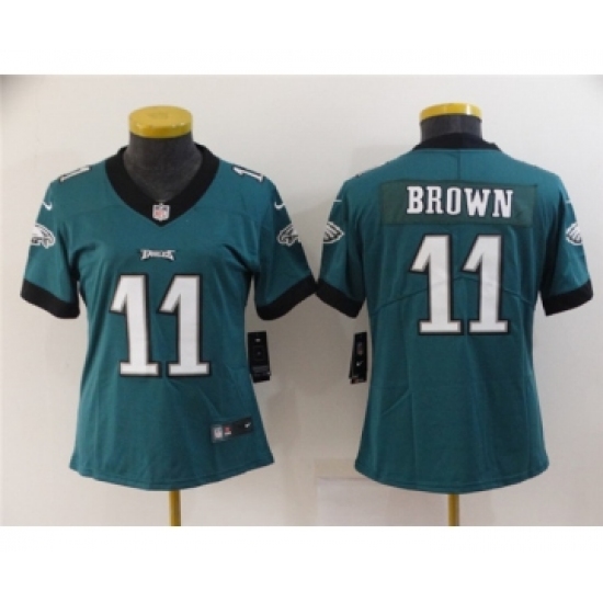 Women's Philadelphia Eagles #11 A. J. Brown Green Vapor Stitched Football Jersey(Run Small) - Ujersey