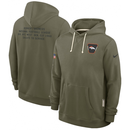 Men's Denver Broncos Olive 2025 Salute to Service Pullover Hoodie - Ujersey