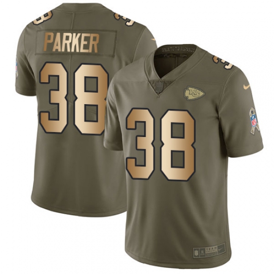 Youth Nike Kansas City Chiefs #38 Ron Parker Limited Olive/Gold 2017 Salute to Service NFL Jersey - Ujersey
