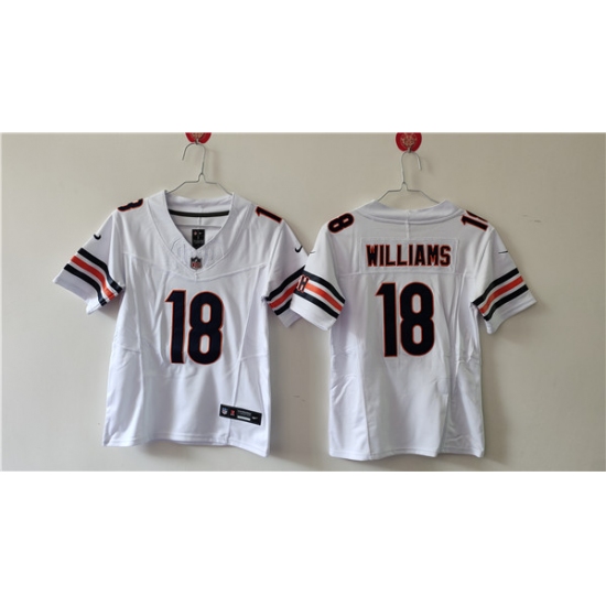 Women's Chicago Bears #18 Caleb Williams White 2024 Draft F.U.S.E. Vapor Football Stitched Jersey - Ujersey