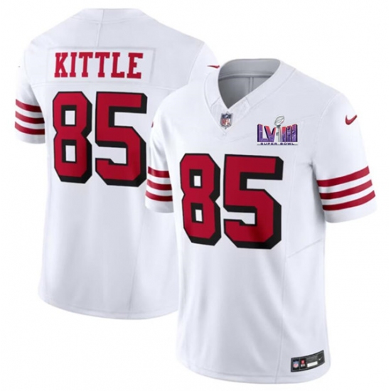 Men's San Francisco 49ers #85 George Kittle New White 2024 F.U.S.E. Super Bowl LVIII Vapor Untouchable Limited Football Stitched Jersey - Ujersey