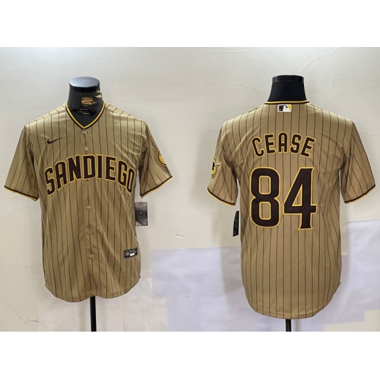 Men's San Diego Padres #84 Dylan Cease Khaki Team Logo Stitched Cool Base Nike Jersey - Ujersey