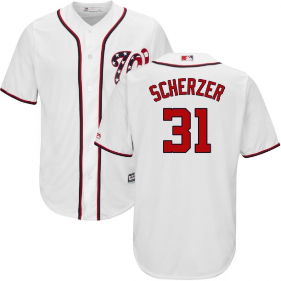 Youth Majestic Washington Nationals #31 Max Scherzer Authentic White Home Cool Base MLB Jersey - Ujersey