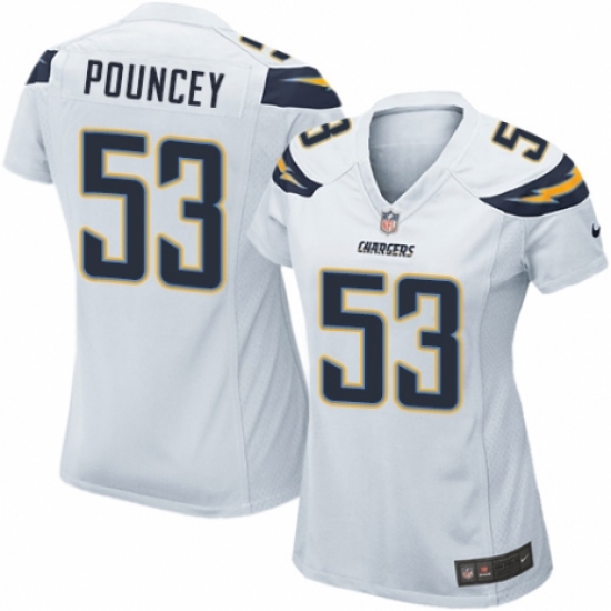 Women's Nike Los Angeles Chargers #53 Mike Pouncey Game White NFL Jersey - Ujersey