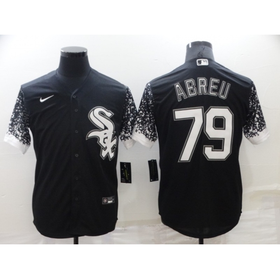 Men's Chicago White Sox #79 Jose Abreu Black Gradient Sleeves Stitched Baseball Jersey - Ujersey
