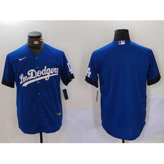 Men's Los Angeles Dodgers Blank Blue City Connect Cool Base Stitched Baseball Jersey - Ujersey