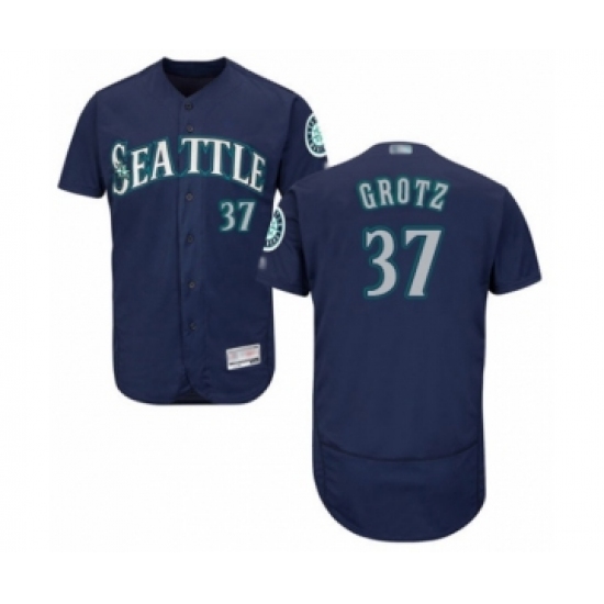 Men's Seattle Mariners #37 Zac Grotz Navy Blue Alternate Flex Base Authentic Collection Baseball Player Jersey - Ujersey