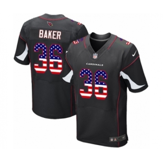 Men's Arizona Cardinals #36 Budda Baker Elite Black Alternate USA Flag Fashion Football Jersey - Ujersey