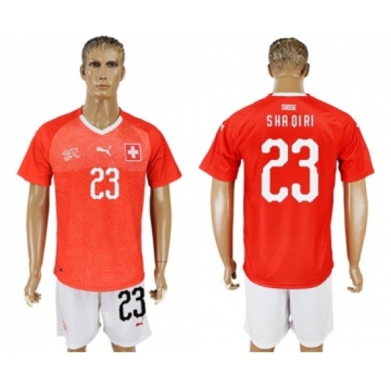 Switzerland #23 Shaqiri Red Home Soccer Country Jersey