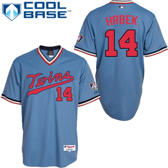 Men's Majestic Minnesota Twins #14 Kent Hrbek Replica Light Blue 1984 Turn Back The Clock MLB Jersey